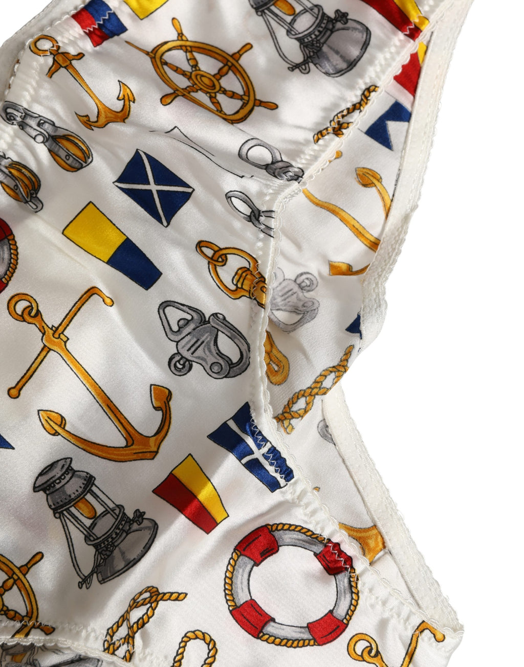 Dolce & Gabbana Weiße Unterwäsche-Hose mit Matrosenprint aus Polyester