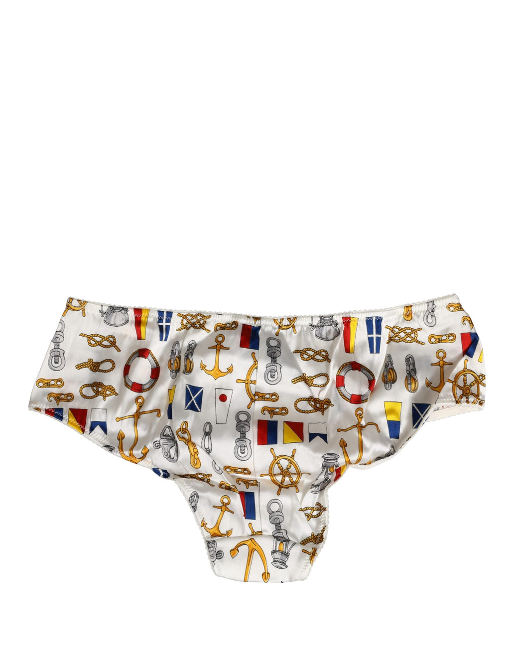Dolce & Gabbana Weiße Unterwäsche-Hose mit Matrosenprint aus Polyester
