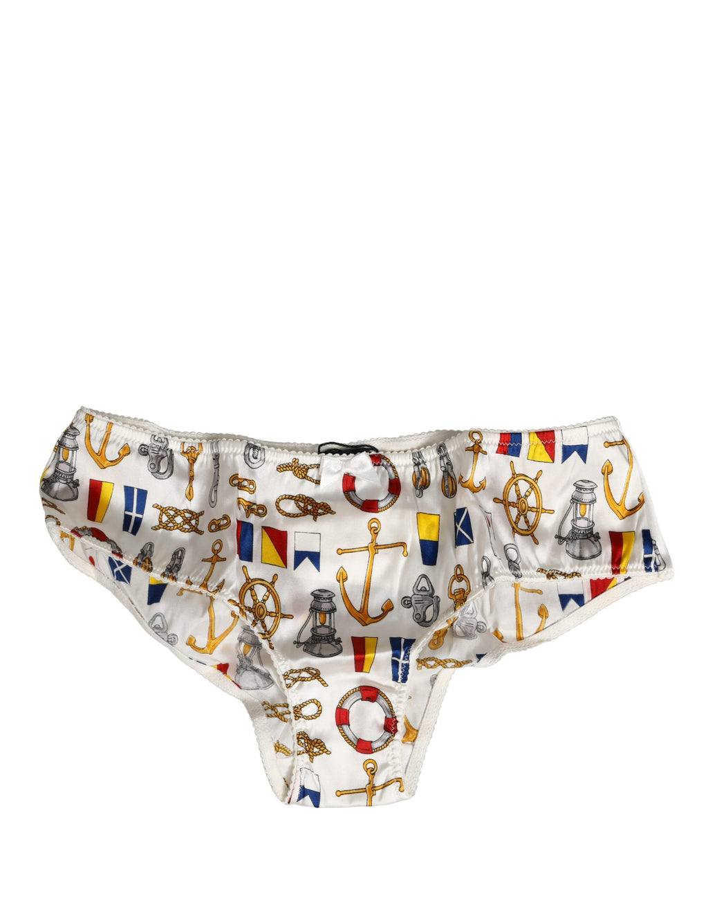 Dolce & Gabbana Weiße Unterwäsche-Hose mit Matrosenprint aus Polyester