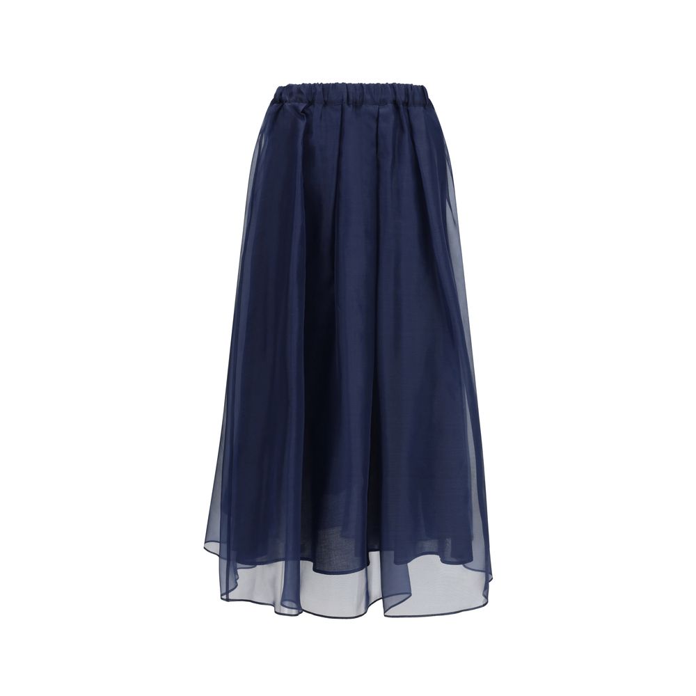 Max Mara Blauer Baumwoll-Maxirock