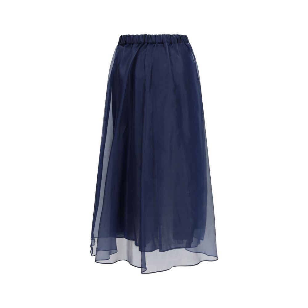 Max Mara Blauer Baumwoll-Maxirock