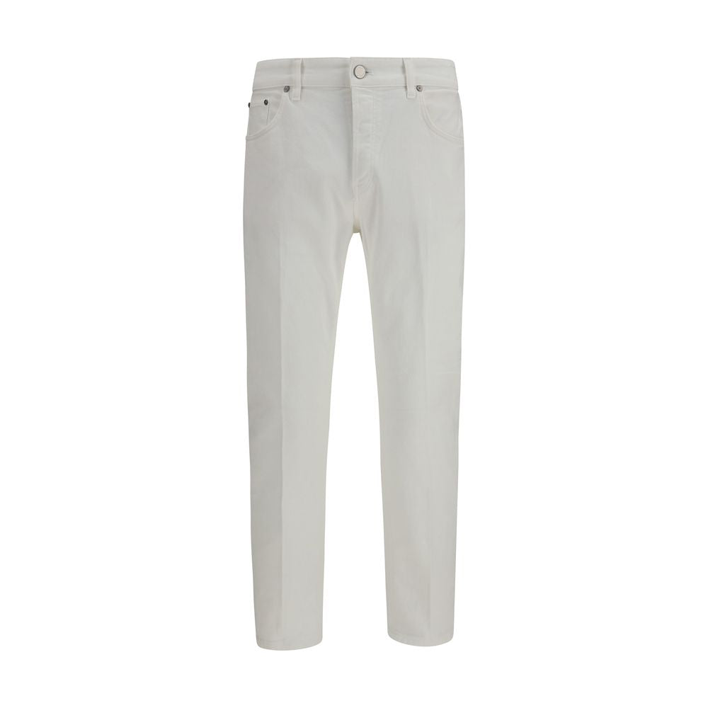 PT Torino Weiße Baumwoll-Tapered Jeans
