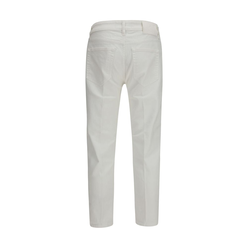 PT Torino Weiße Baumwoll-Tapered Jeans