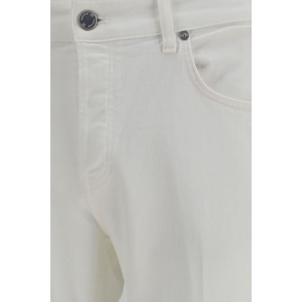 PT Torino Weiße Baumwoll-Tapered Jeans