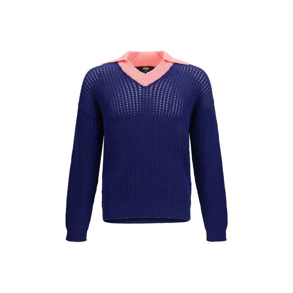 Fendi Blue Cotton Sweater