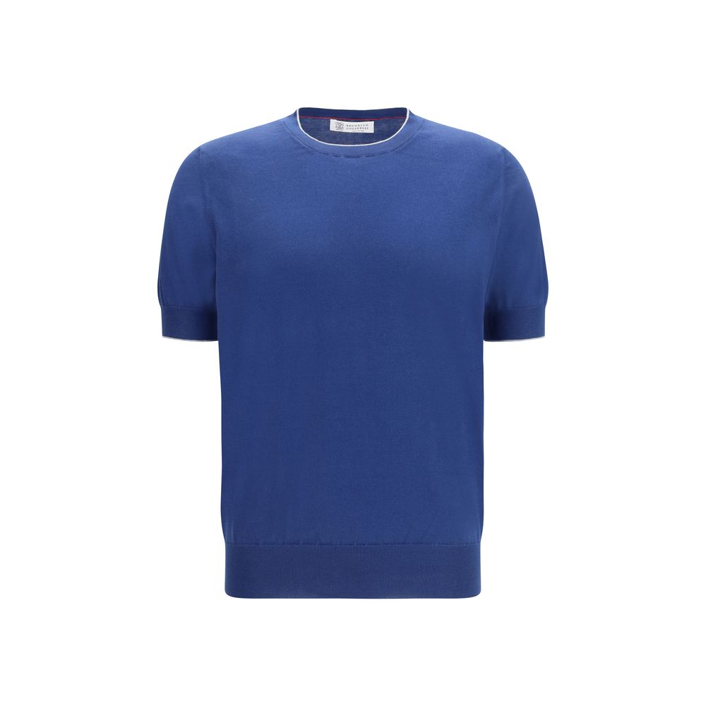 Brunello Cucinelli Blaues Baumwoll-T-Shirt