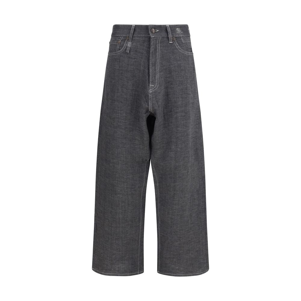 R13 Graue Leinenjeans im Relaxed Fit