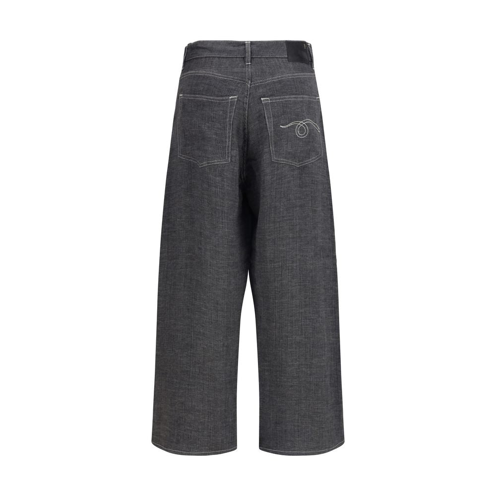 R13 Graue Leinenjeans im Relaxed Fit