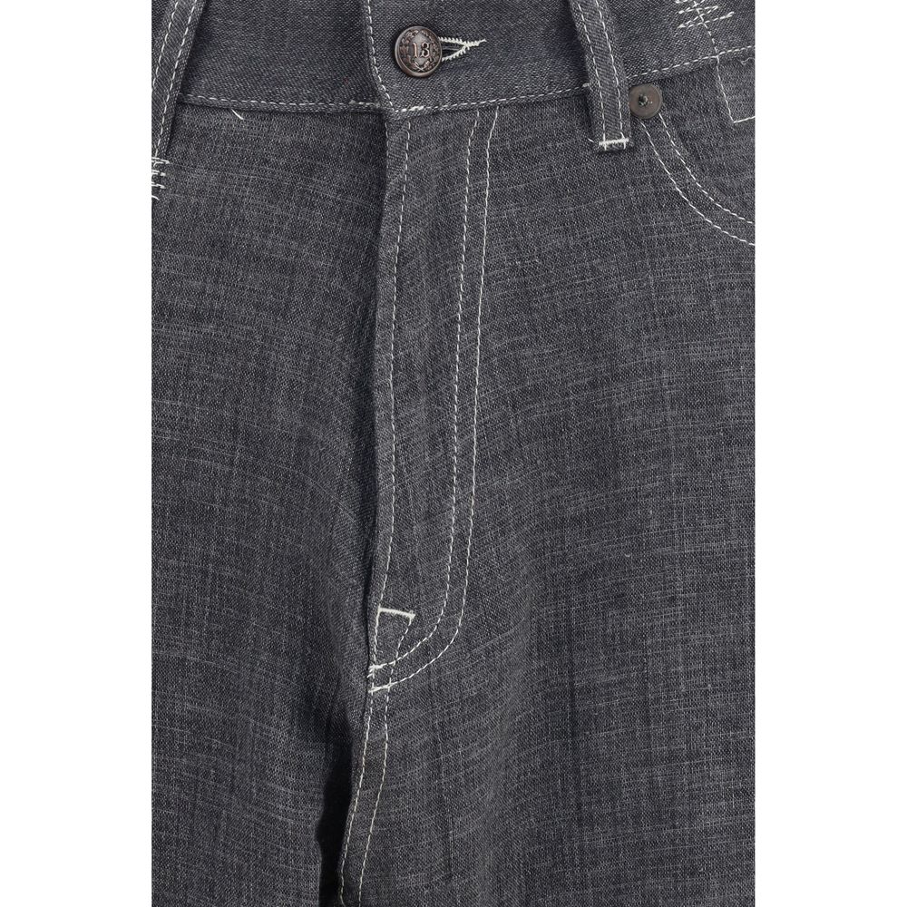 R13 Graue Leinenjeans im Relaxed Fit