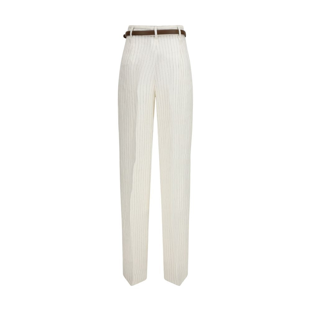 Max Mara Beige Leinen Casual Hose