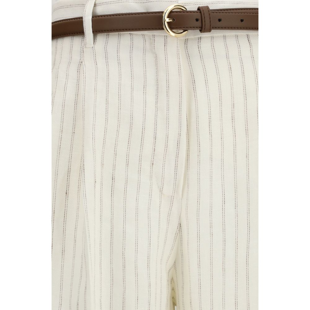 Max Mara Beige Leinen Casual Hose