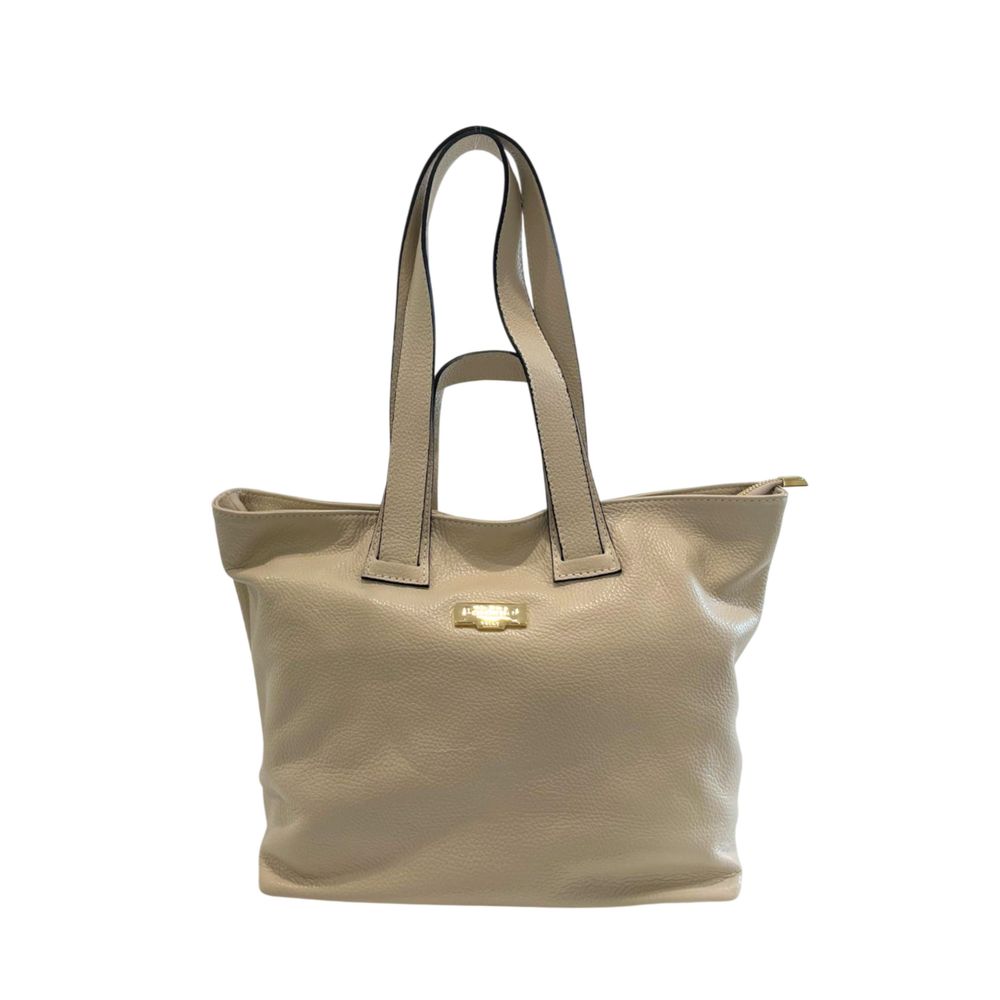 Baldinini Trend Beige Cowhide Clutch Bag