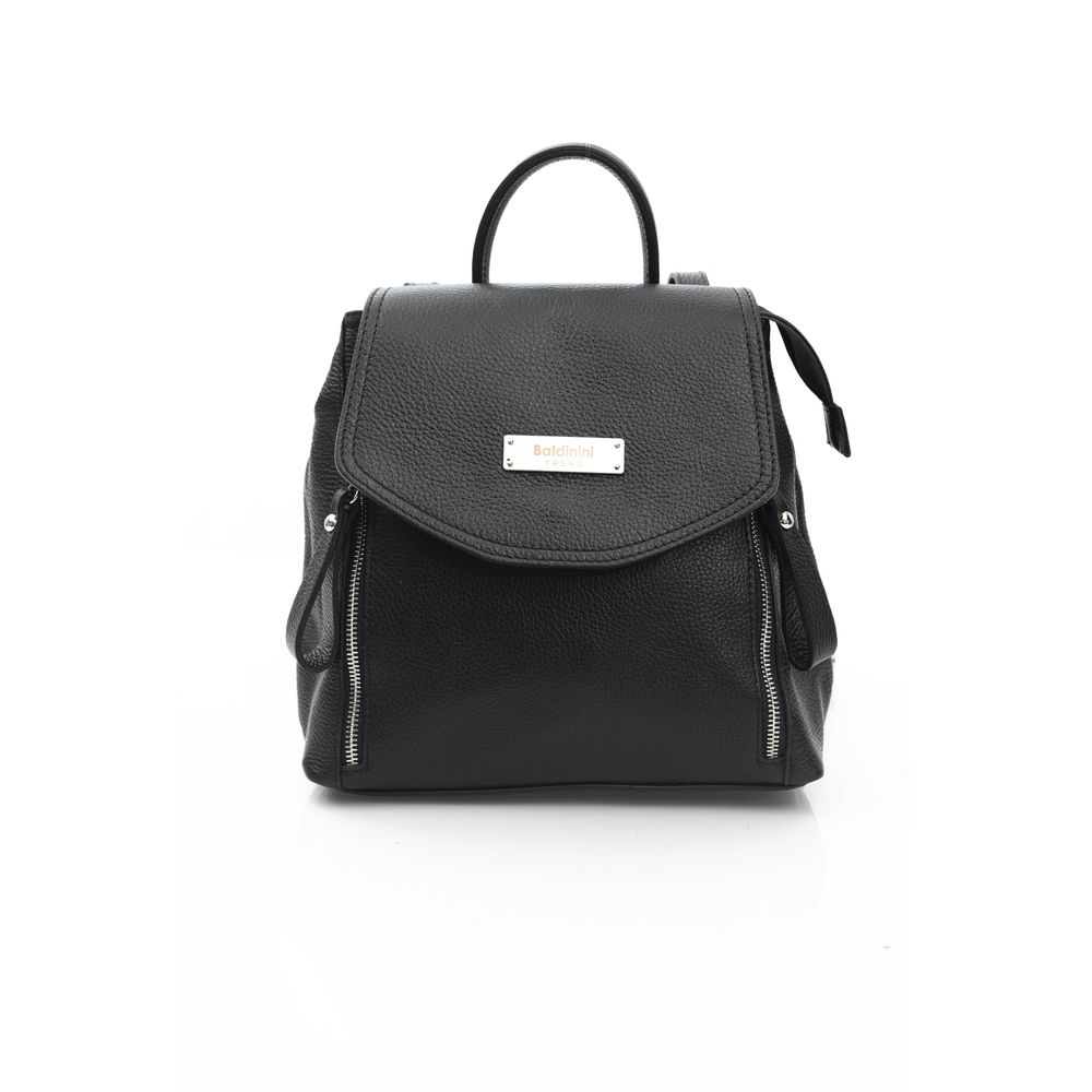 Baldinini Trend Black Cowhide Leather Backpack