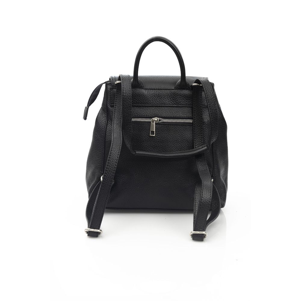 Baldinini Trend Black Cowhide Leather Backpack