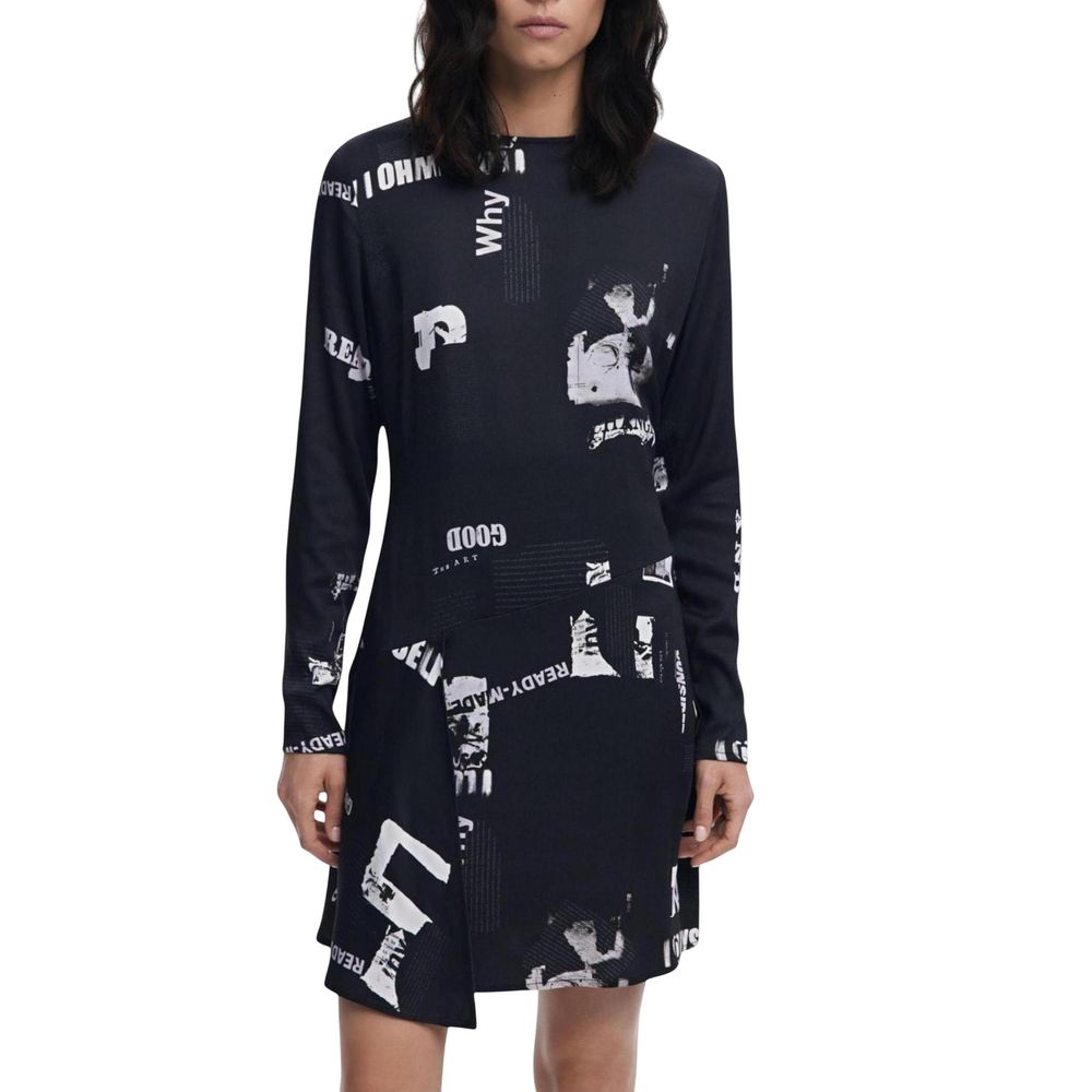 Desigual Schwarzes Viskose-Kurzkleid