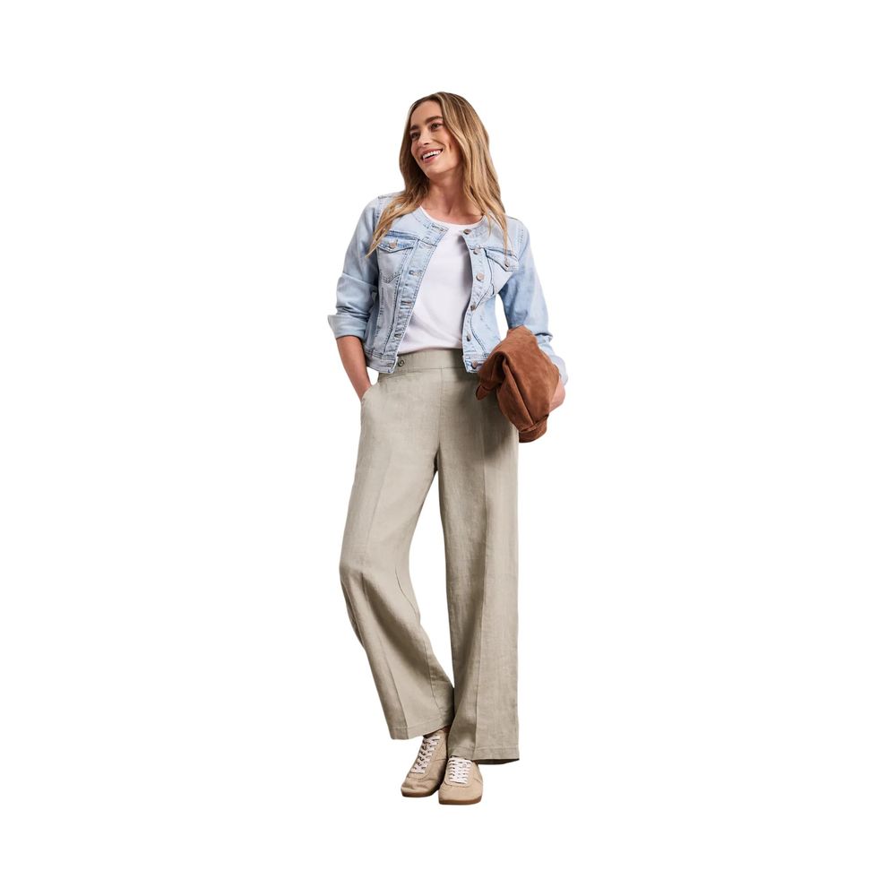Street One Beige Leinen Freizeithose