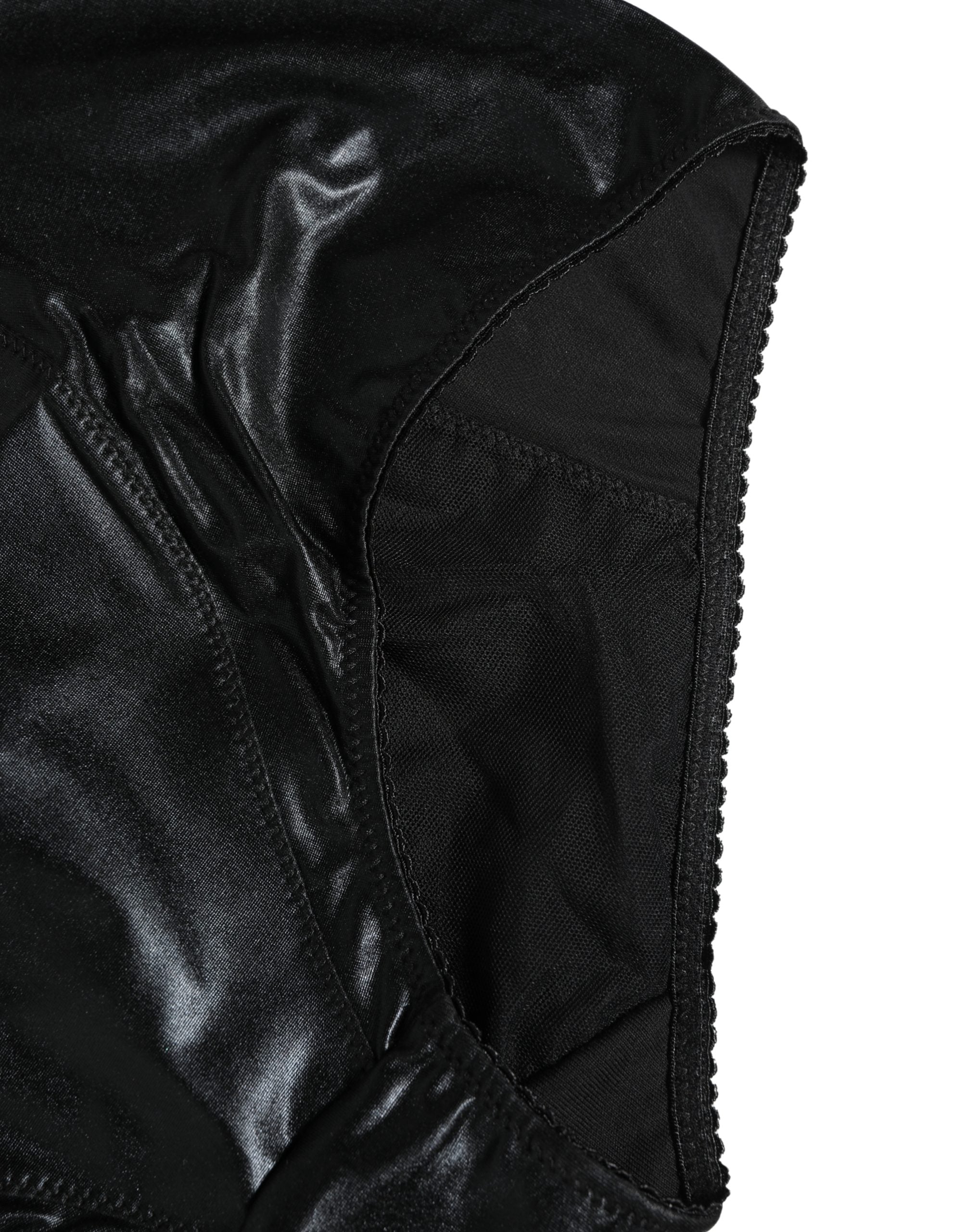 Dolce & Gabbana Schwarze High Waist Slip-Gürtelhose Unterwäsche