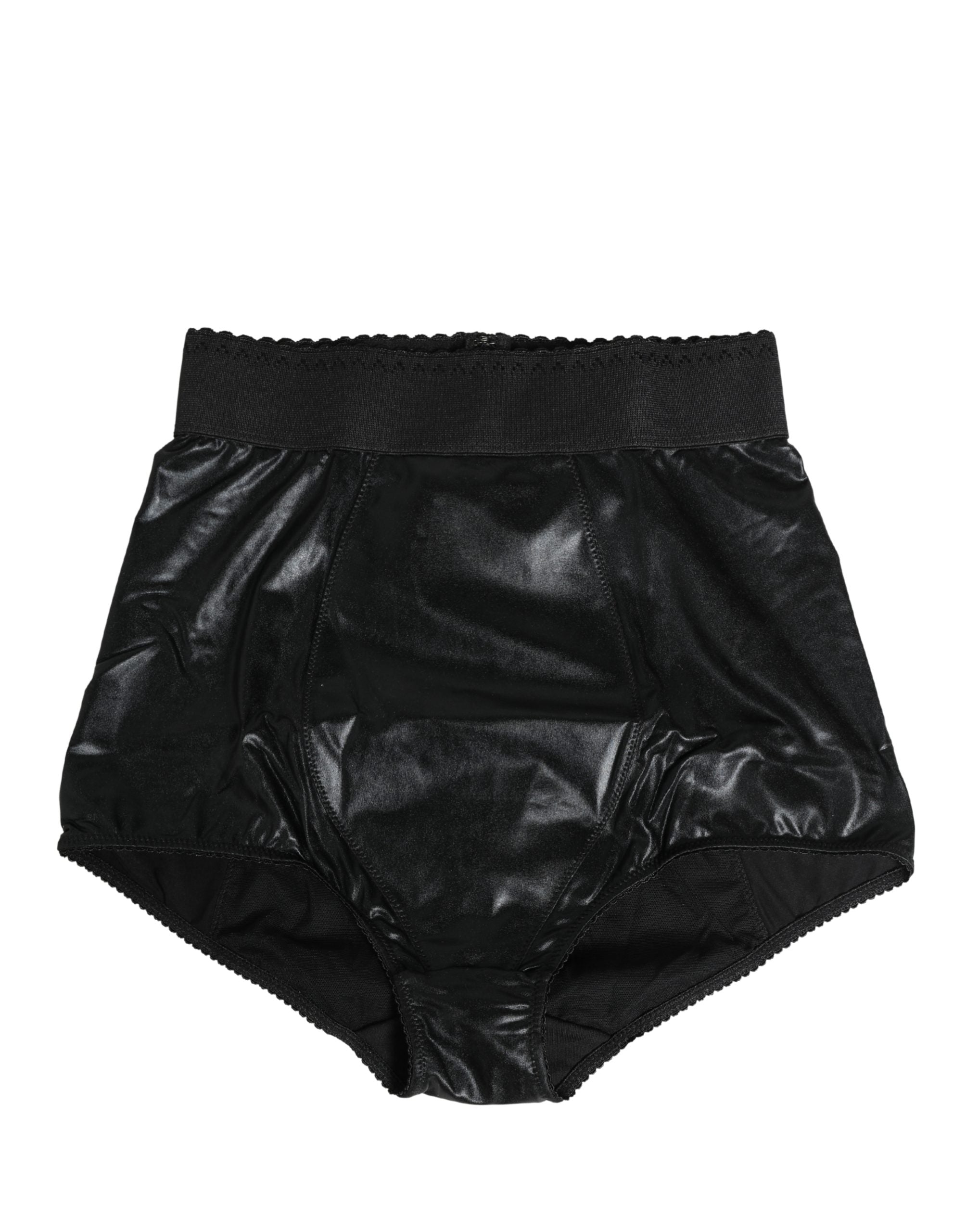 Dolce & Gabbana Schwarze High Waist Slip-Gürtelhose Unterwäsche