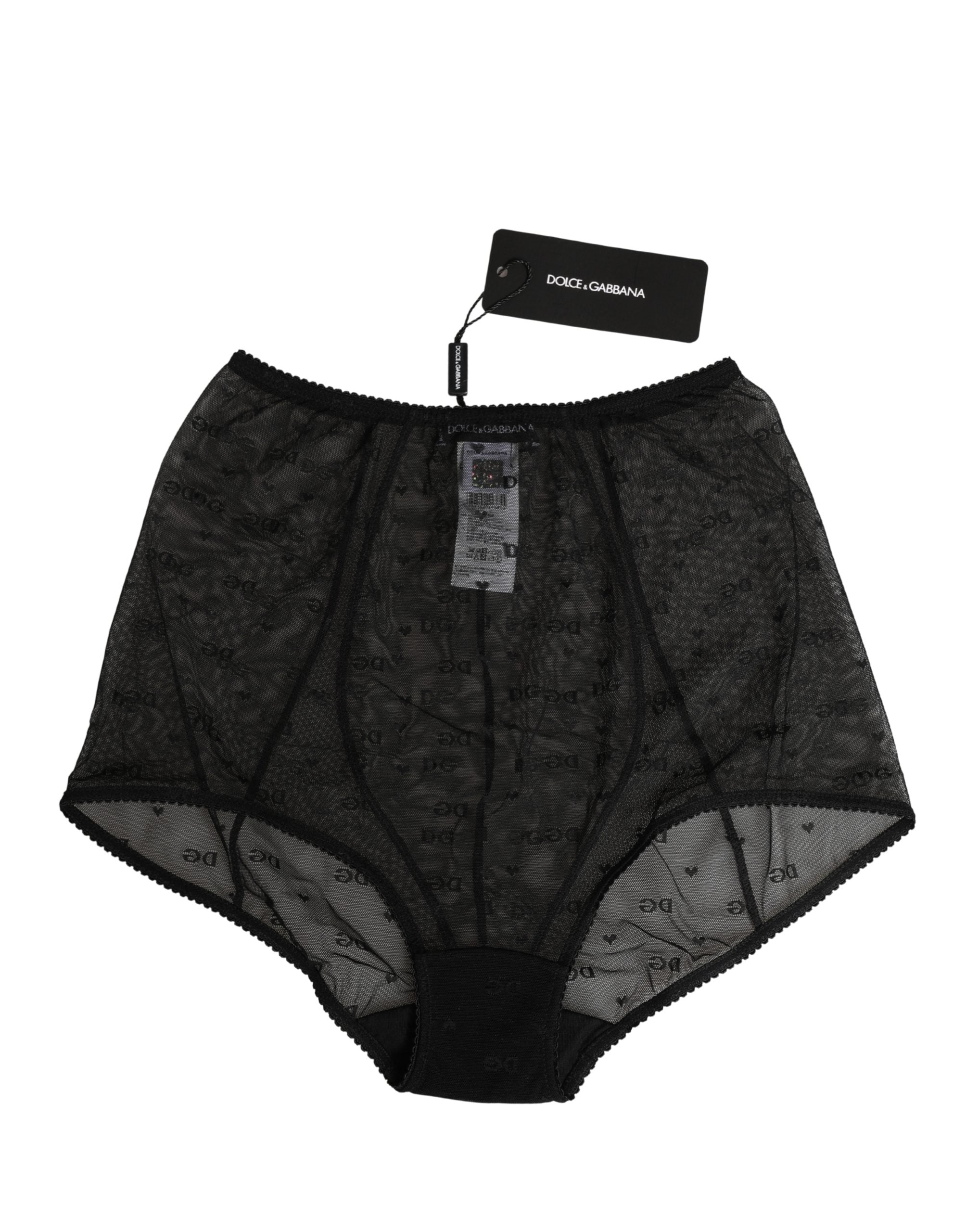 Dolce & Gabbana Schwarze Slip-Gürtel-Panty aus Stretch-Nylon