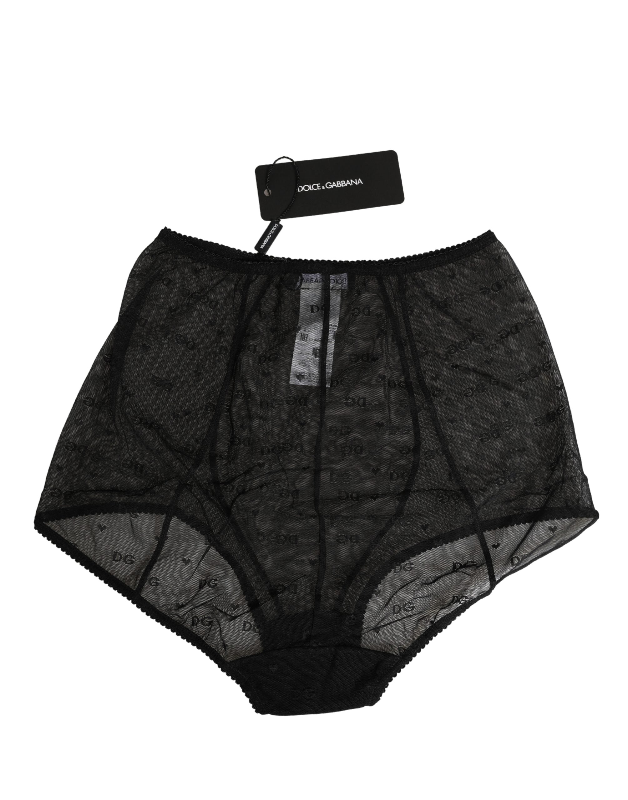 Dolce & Gabbana Schwarze Slip-Gürtel-Panty aus Stretch-Nylon