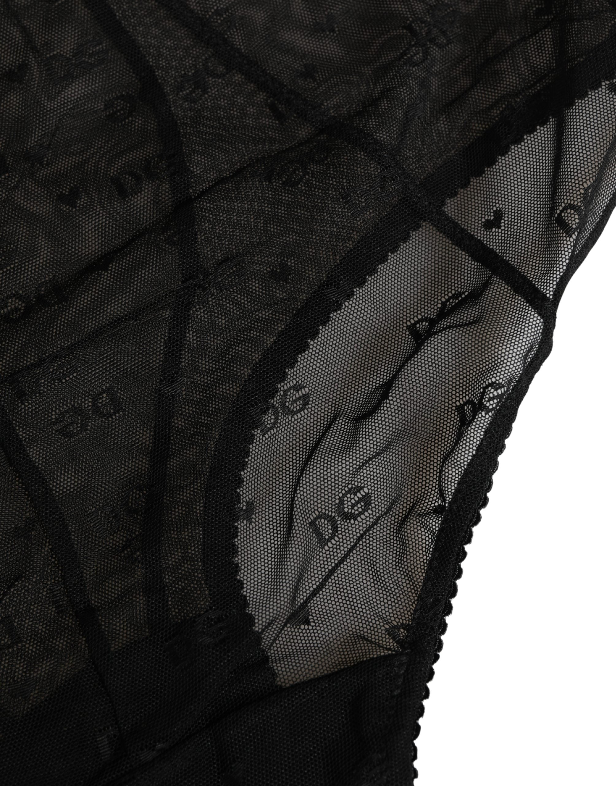 Dolce & Gabbana Schwarze Slip-Gürtel-Panty aus Stretch-Nylon