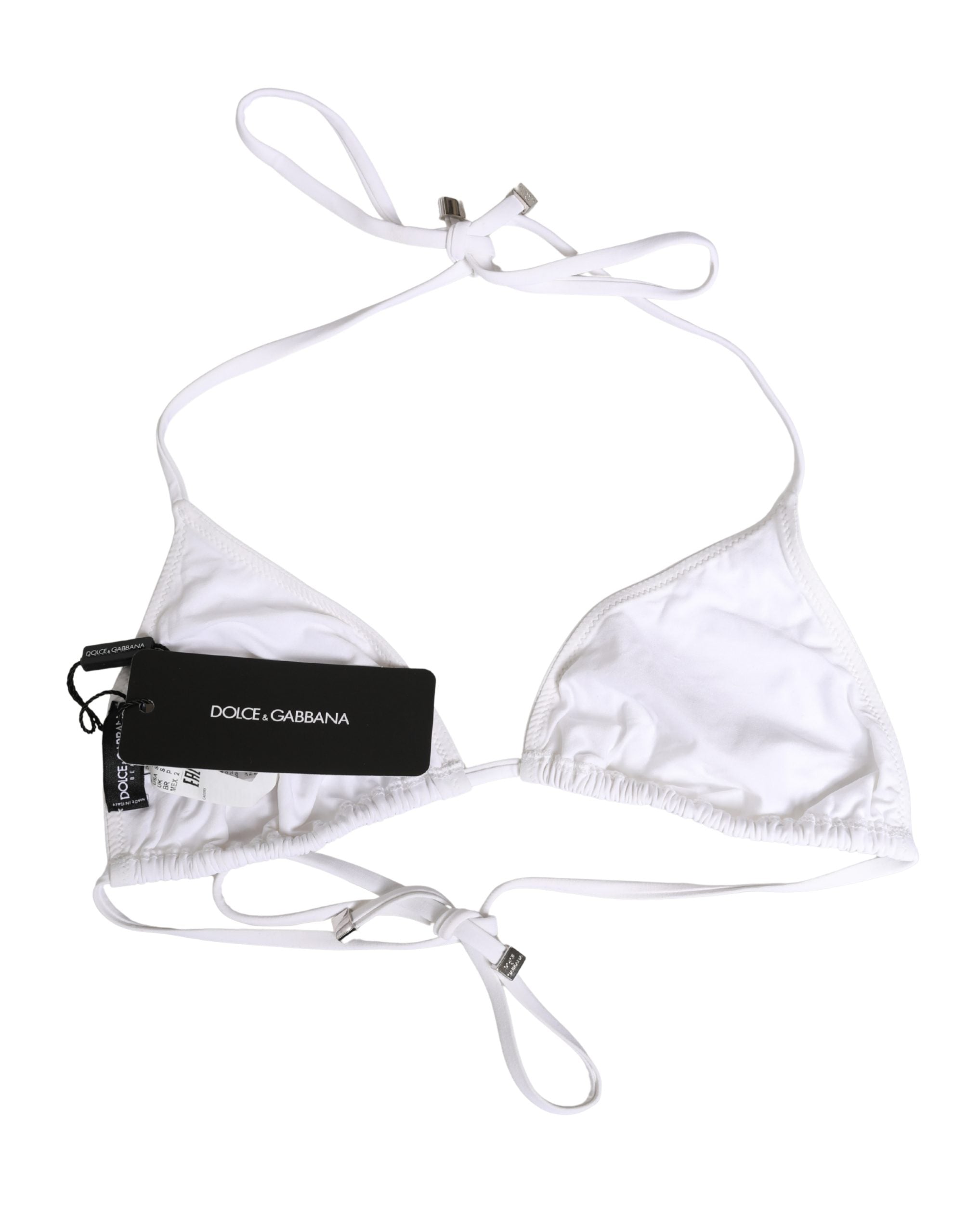 Dolce & Gabbana Weißer Triangel-Bikini-Top aus Nylon