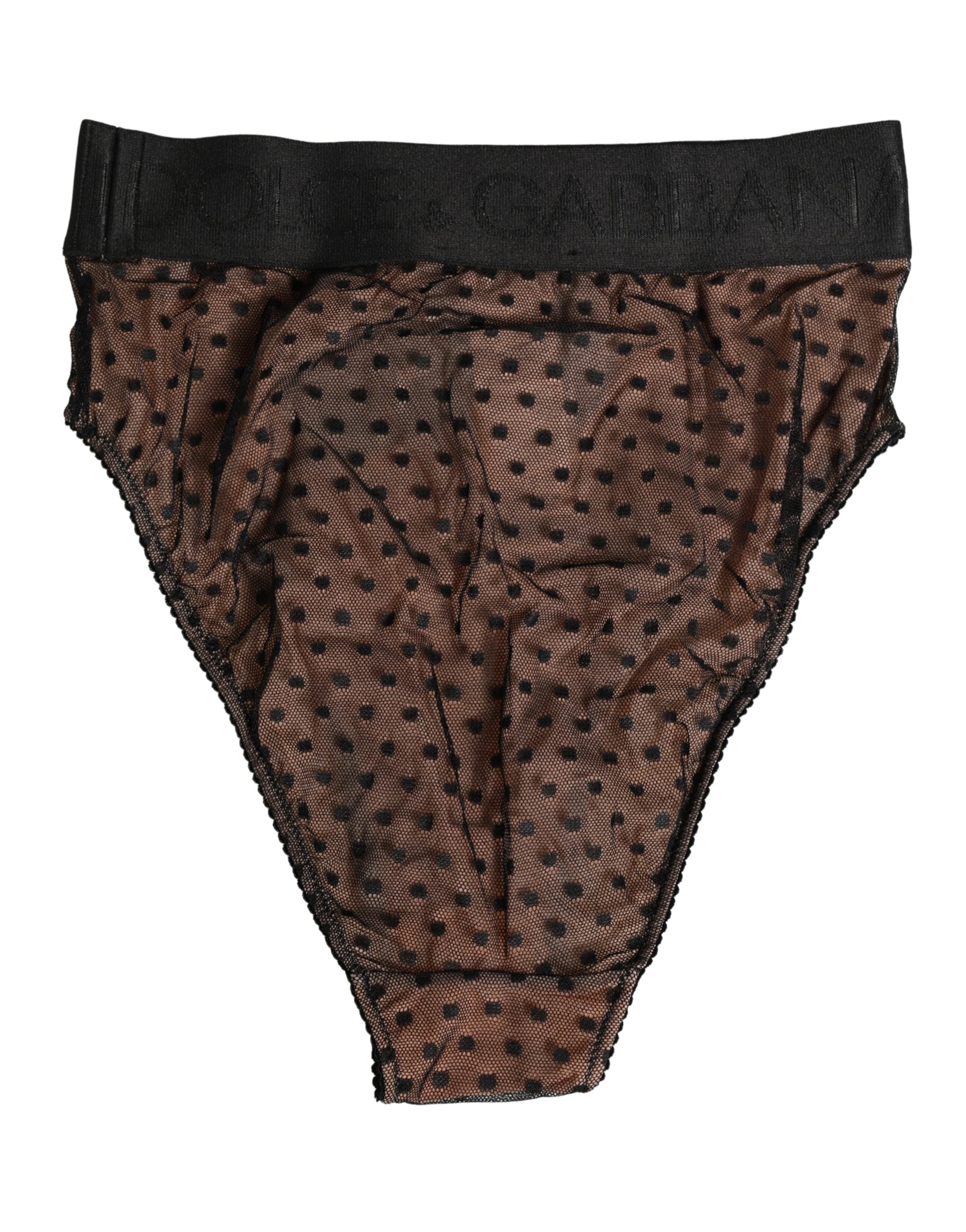 Dolce & Gabbana Schwarze Beige Tupfen Schmetterling Slip Unterwäsche