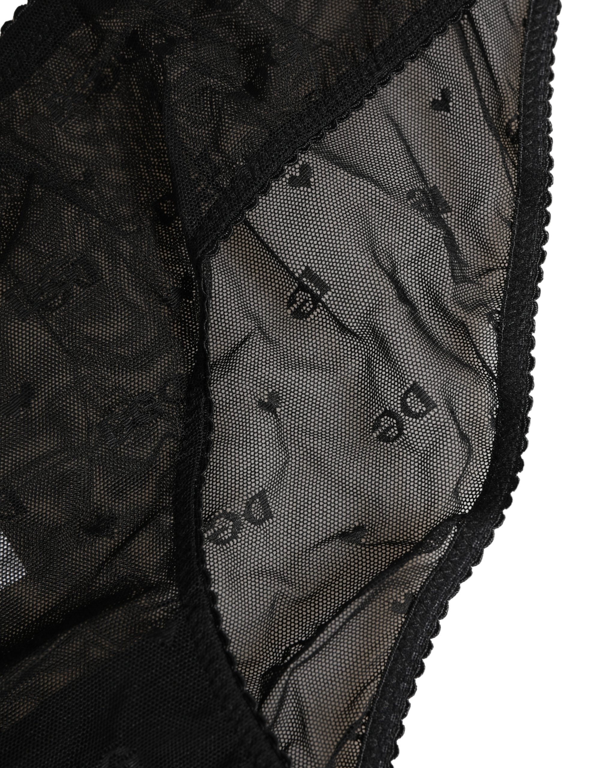 Dolce & Gabbana Schwarzer transparenter Mesh-Spitzen-Slip mit Logo