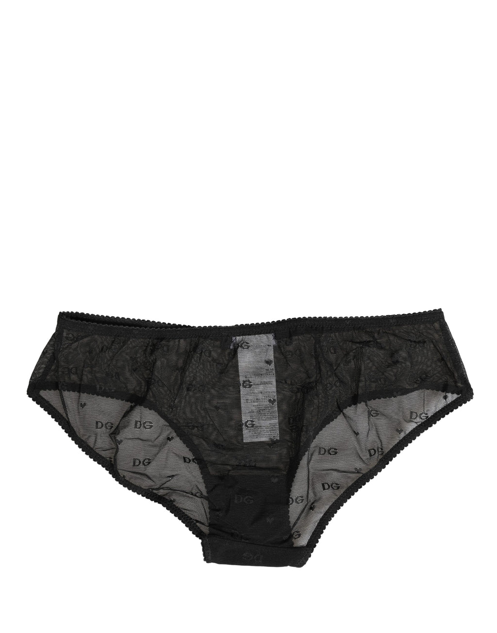 Dolce & Gabbana Schwarzer transparenter Mesh-Spitzen-Slip mit Logo