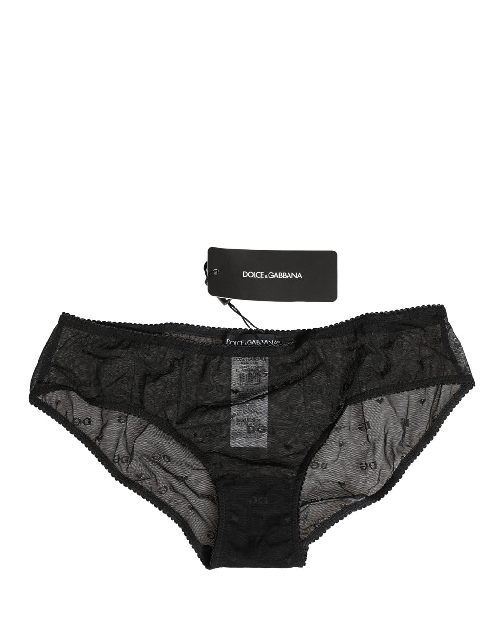 Dolce & Gabbana Schwarzer transparenter Mesh-Spitzen-Slip mit Logo