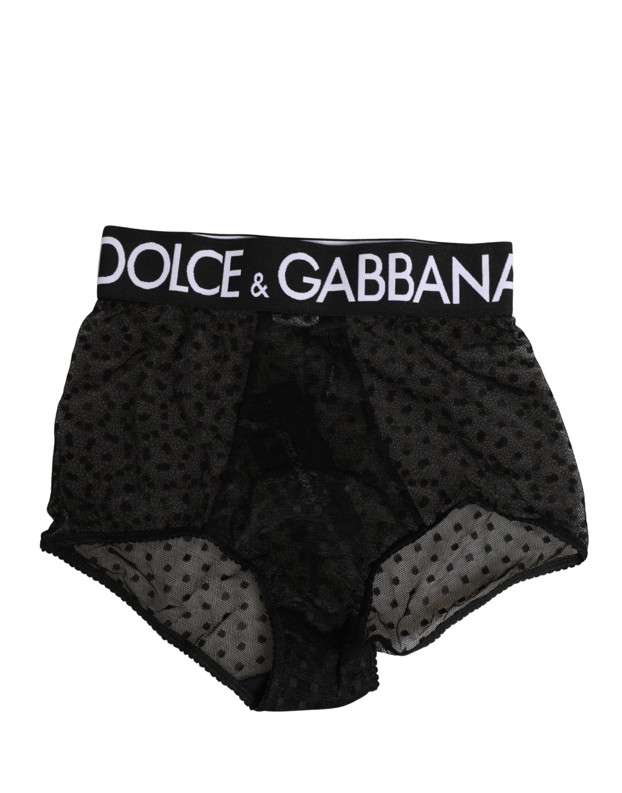 Dolce & Gabbana Schwarzer Taillengürtel mit Logo, High Waist Panty Unterwäsche