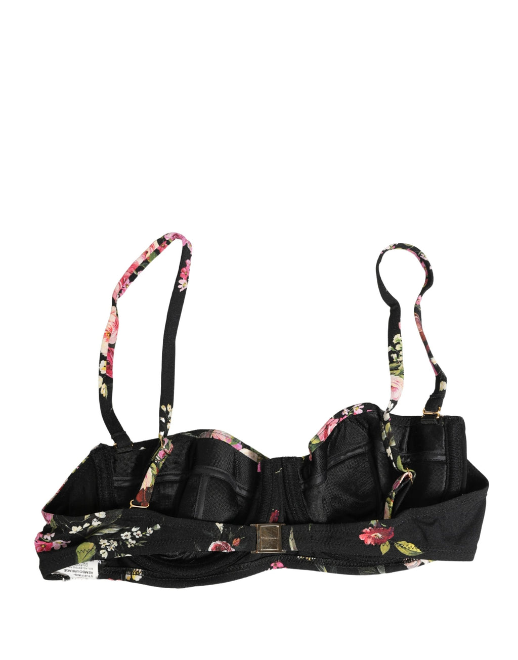 Dolce & Gabbana Schwarzer wattierter Balconette-BH mit Blumenmuster