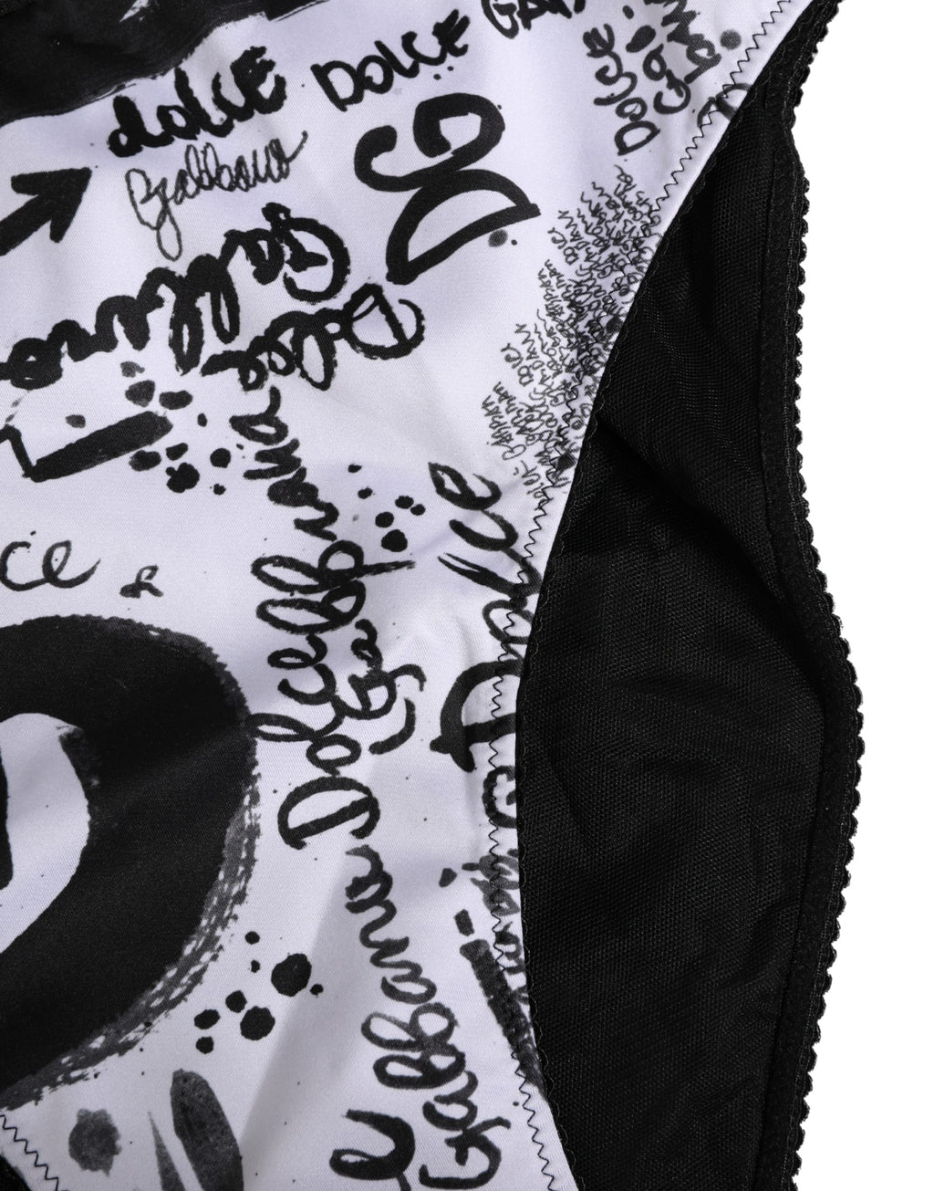 Dolce & Gabbana Schwarzer und weißer grafischer Logo-Slip