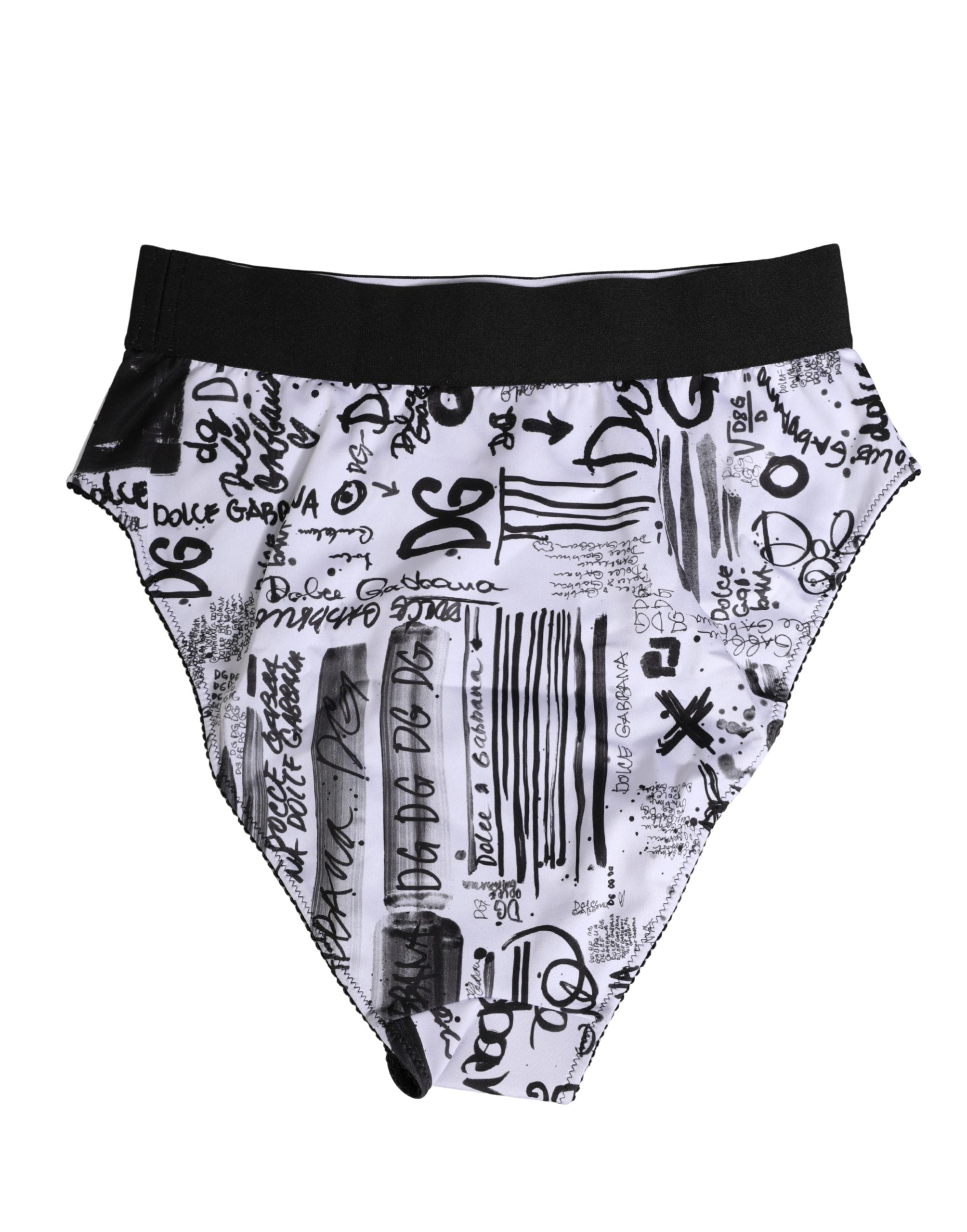 Dolce & Gabbana Schwarzer und weißer grafischer Logo-Slip