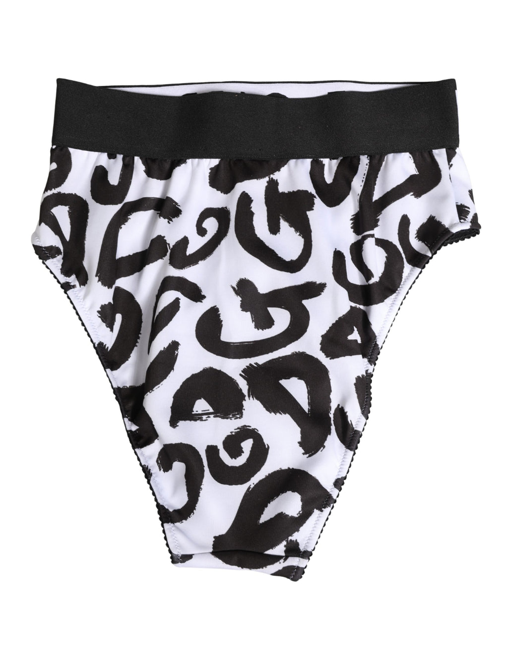 Dolce & Gabbana Schwarzer und weißer grafischer Logo-Slip