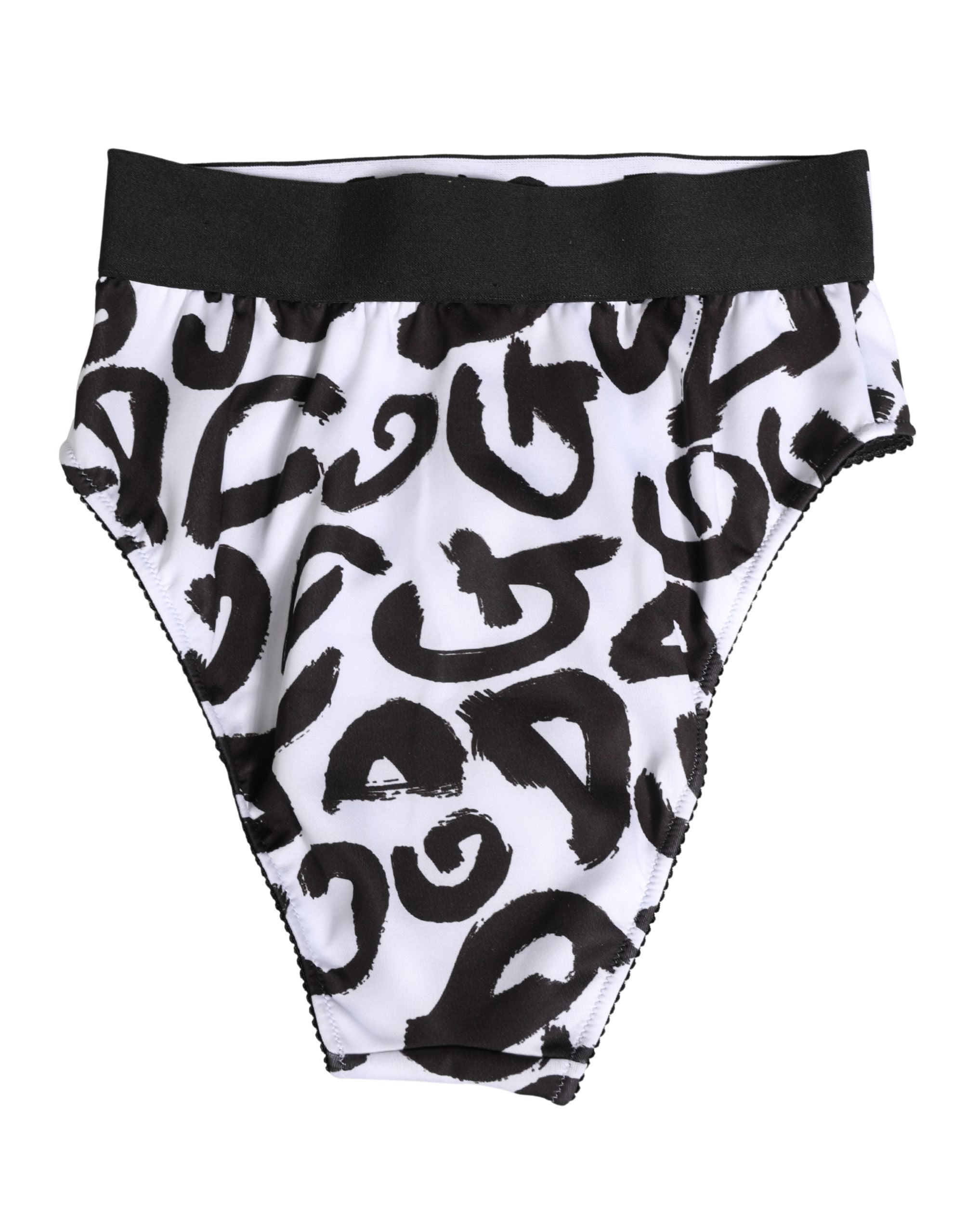 Dolce & Gabbana Schwarzer und weißer grafischer Logo-Slip