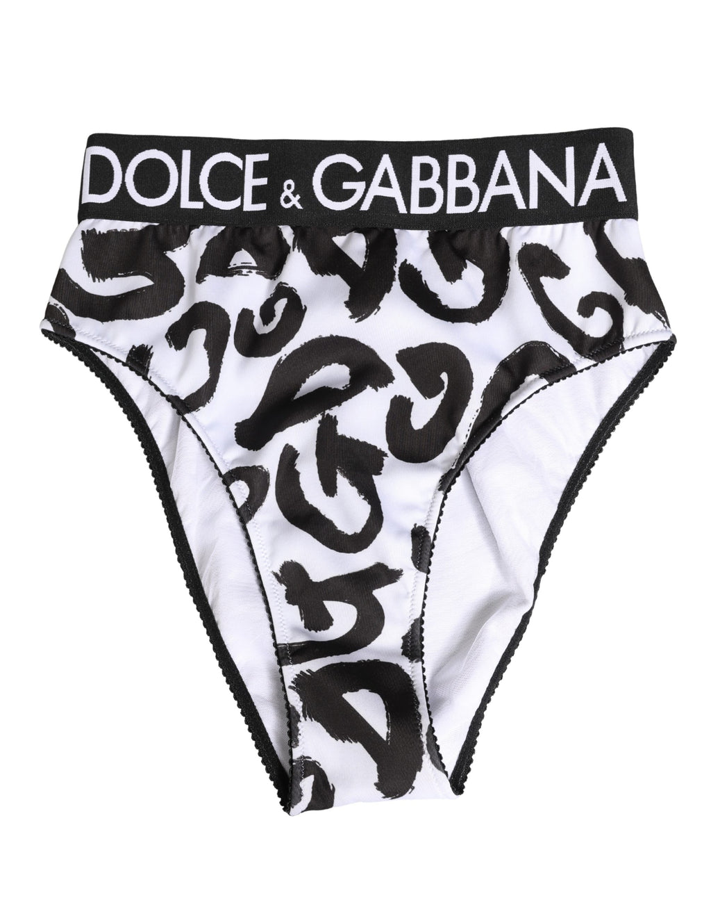 Dolce & Gabbana Schwarzer und weißer grafischer Logo-Slip