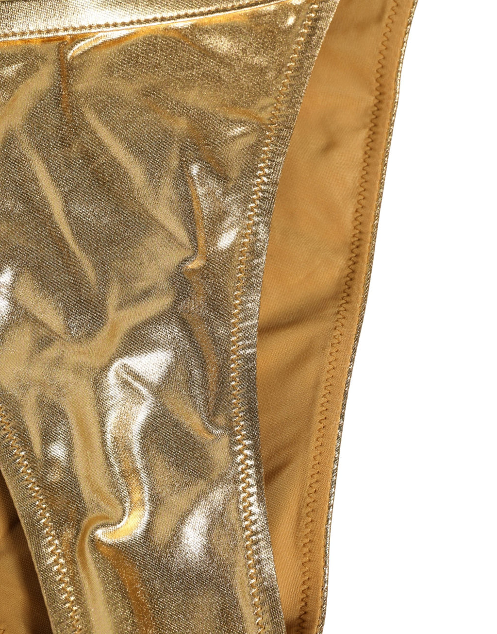 Dolce & Gabbana Goldfarbene Bikinihose aus Polyester mit Logo