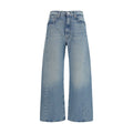 Mother Denim Blaue High-Waist Jeans aus Baumwolle