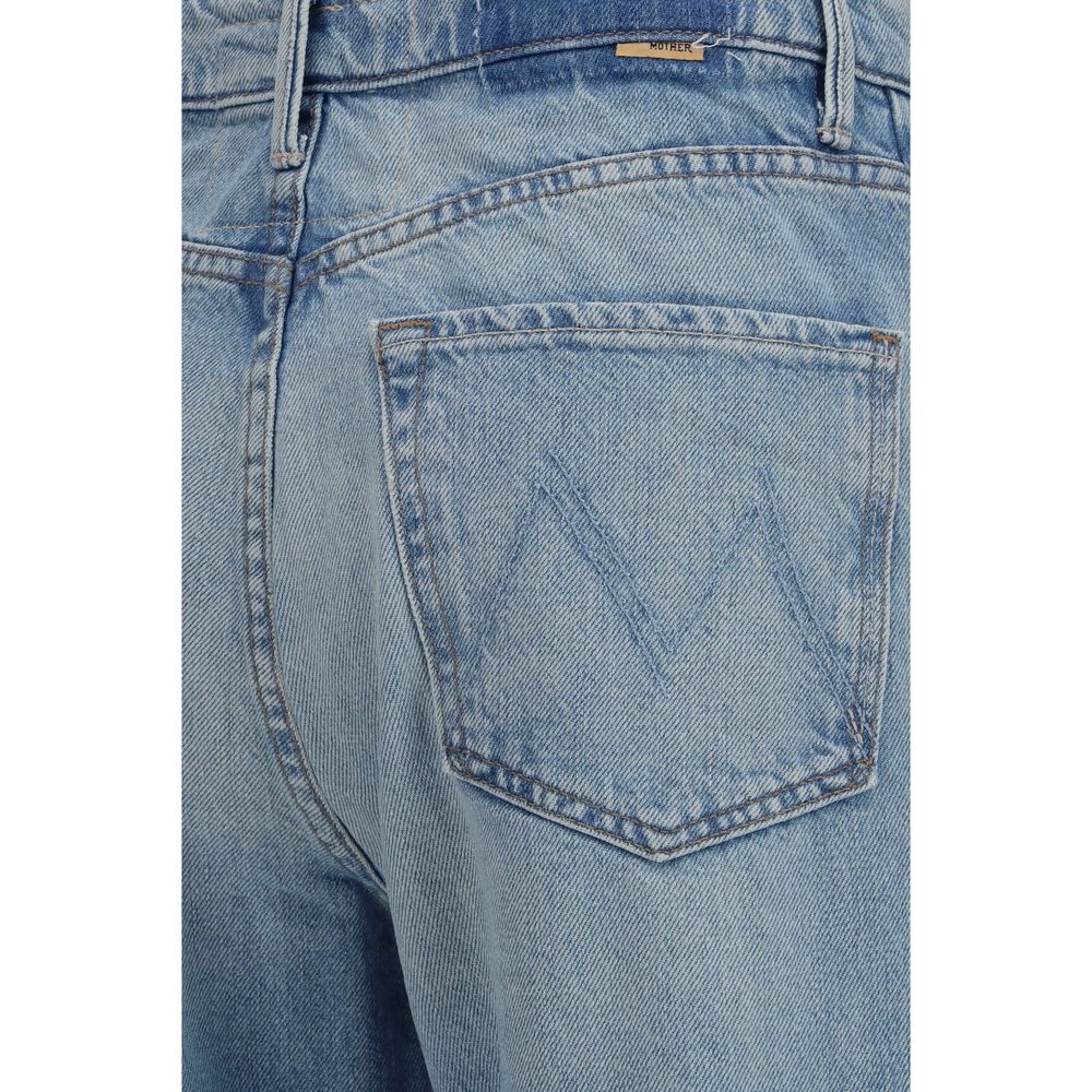 Mother Denim Blaue High-Waist Jeans aus Baumwolle