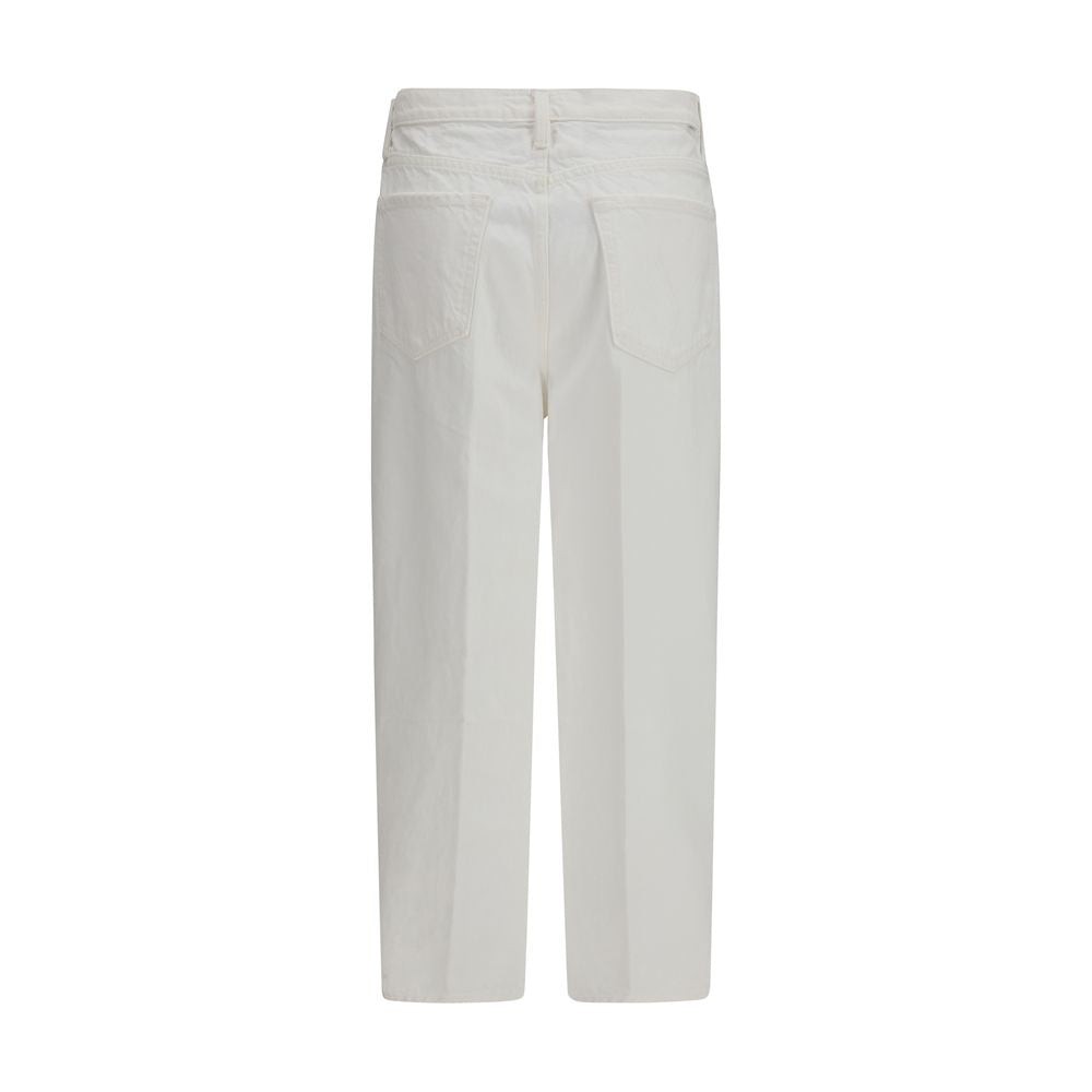 Mother Denim Weiße Bootcut-Jeans aus Baumwolle