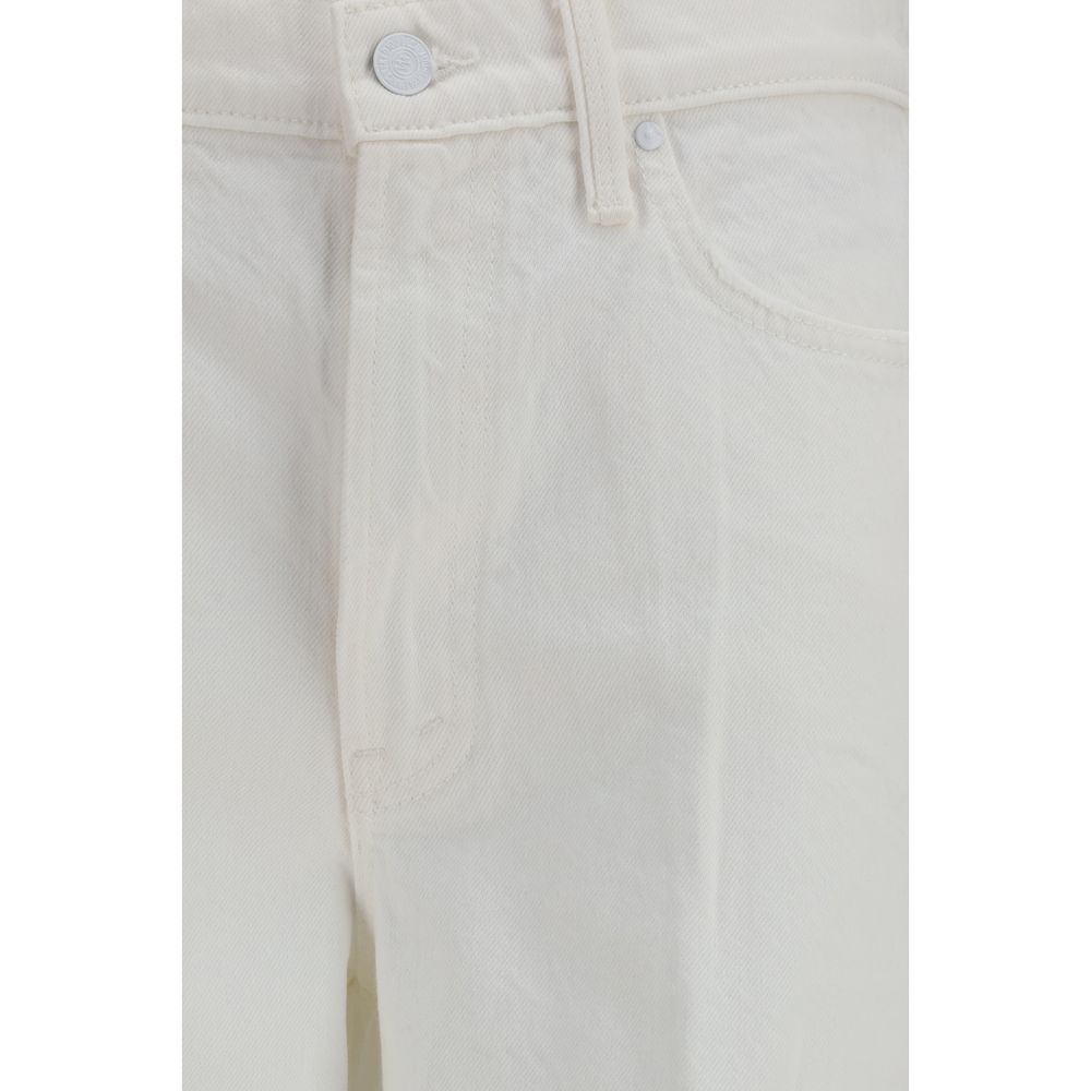 Mother Denim Weiße Bootcut-Jeans aus Baumwolle