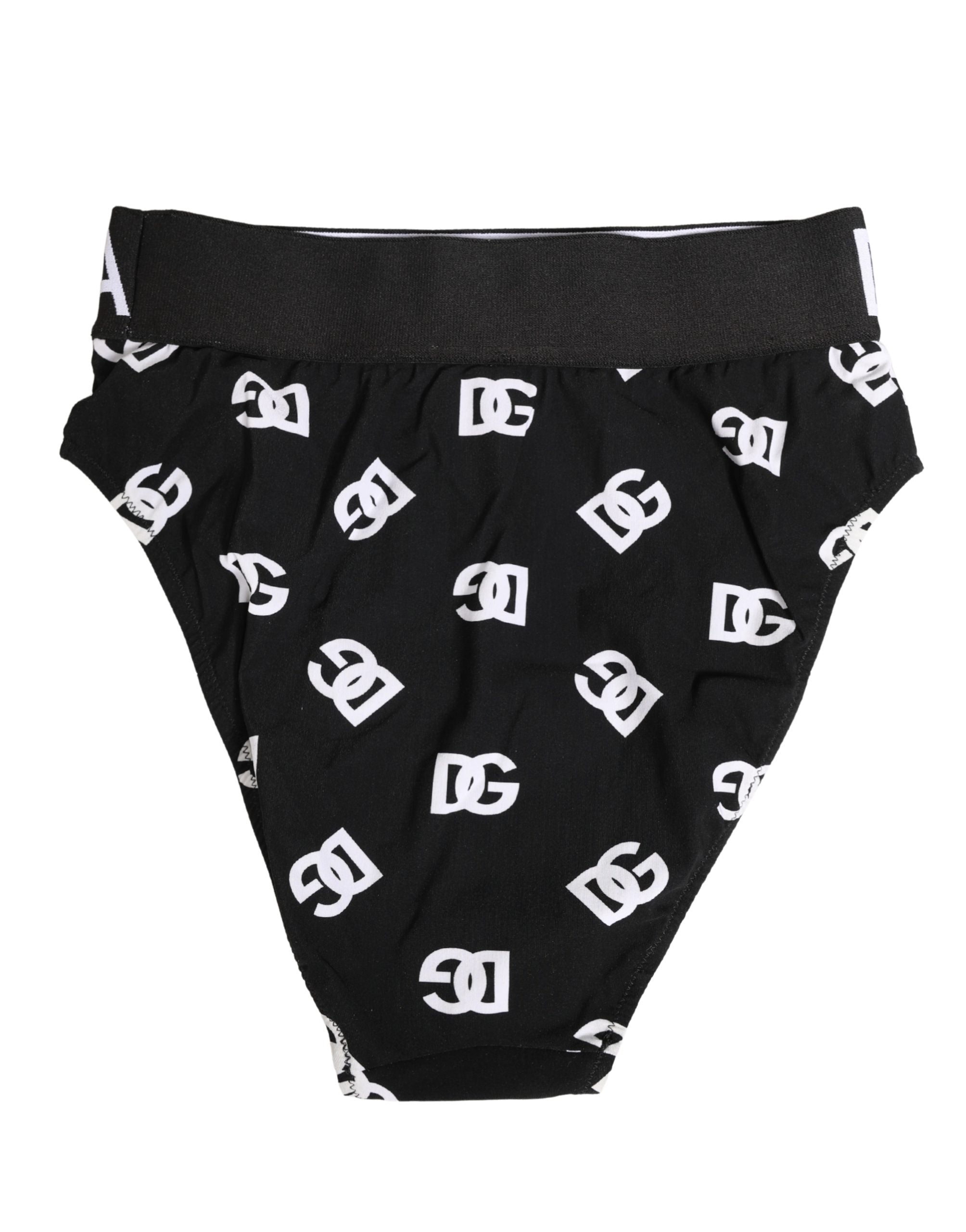 Dolce & Gabbana Weiße schwarze Logo-Bund Midi-Slip Unterwäsche