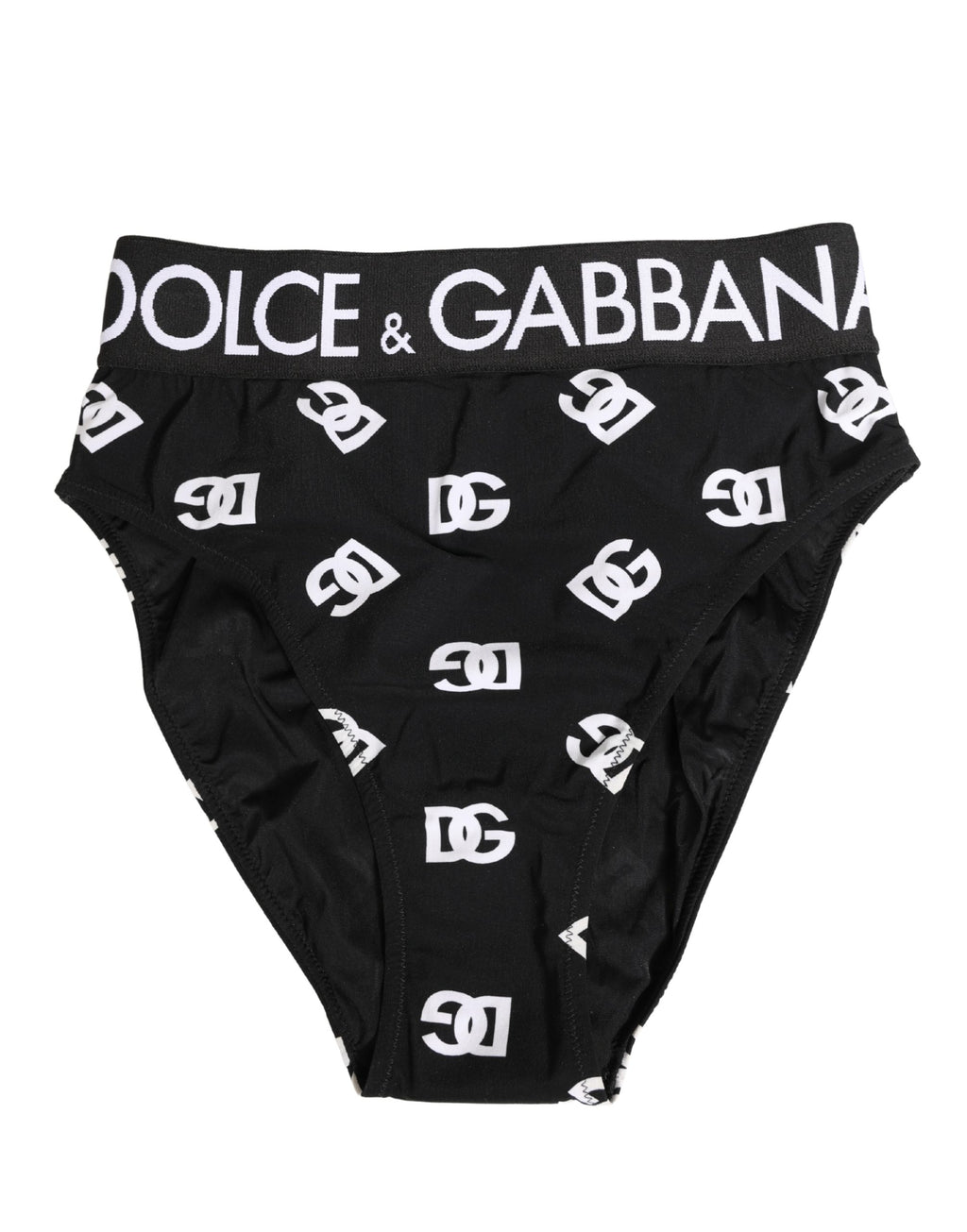 Dolce & Gabbana Weiße schwarze Logo-Bund Midi-Slip Unterwäsche