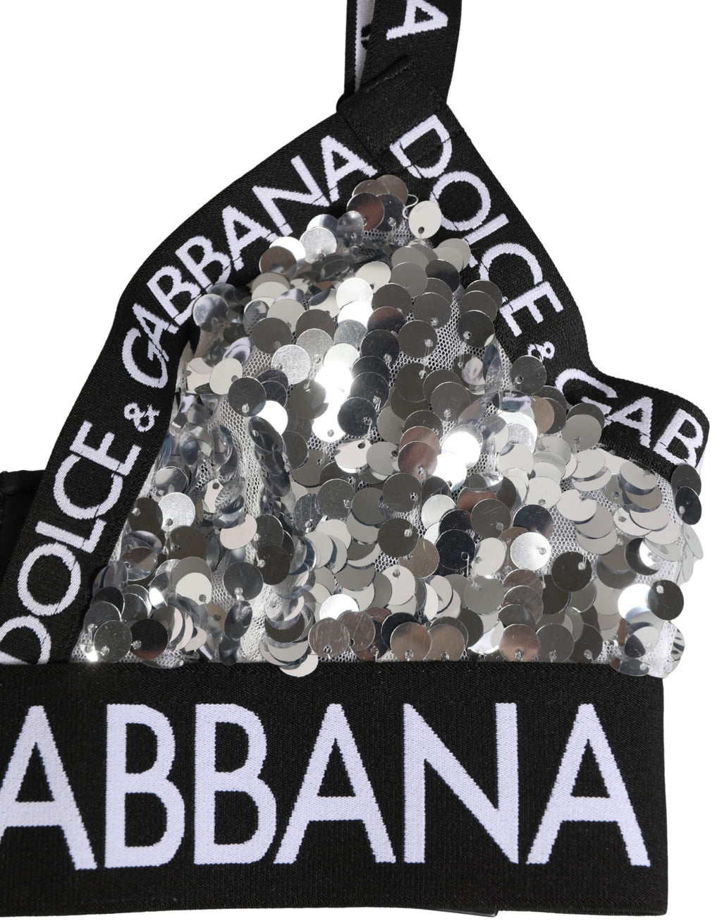 Dolce & Gabbana BH mit silbernen Pailletten, Dreiecksform, Soft Cup