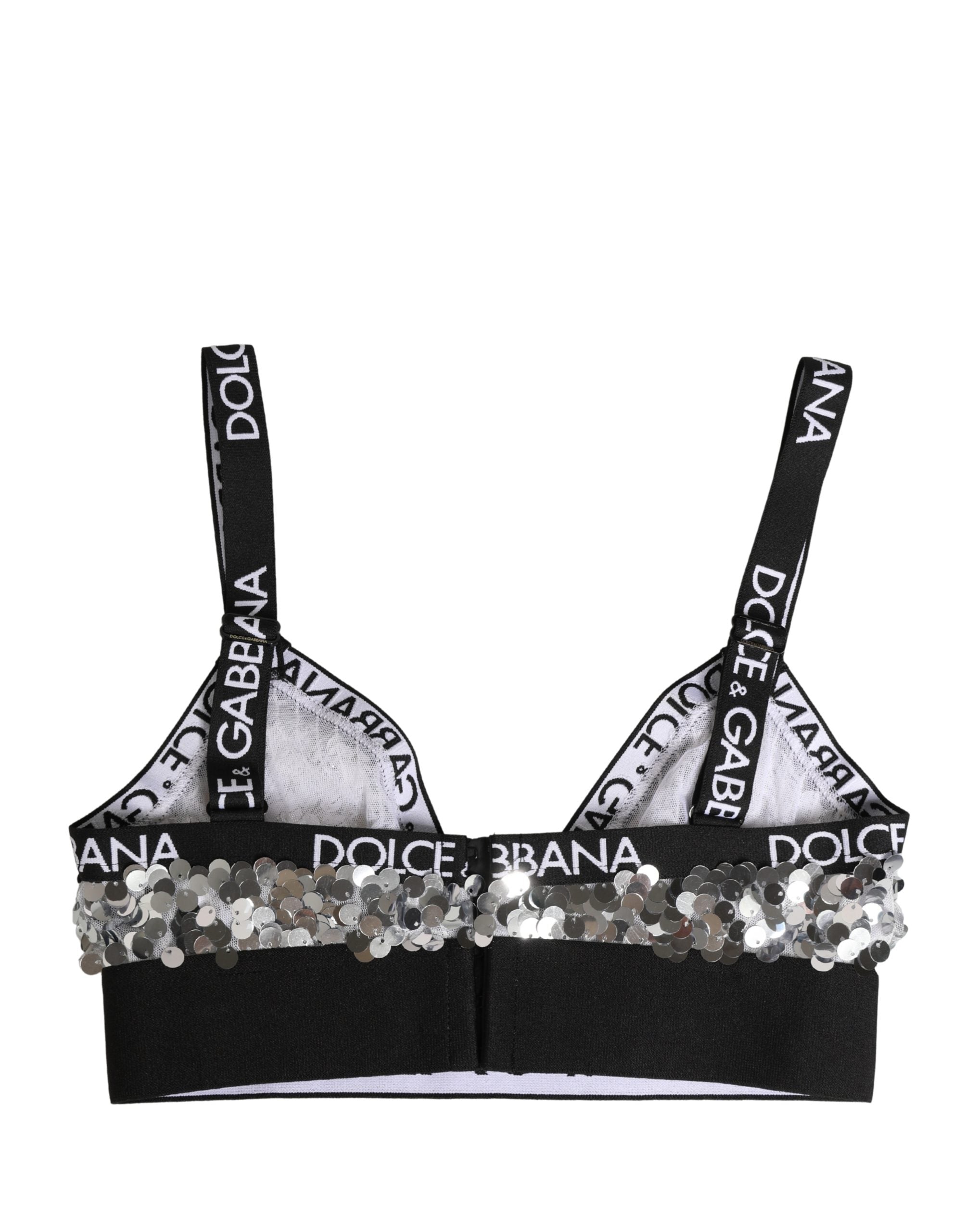 Dolce & Gabbana BH mit silbernen Pailletten, Dreiecksform, Soft Cup