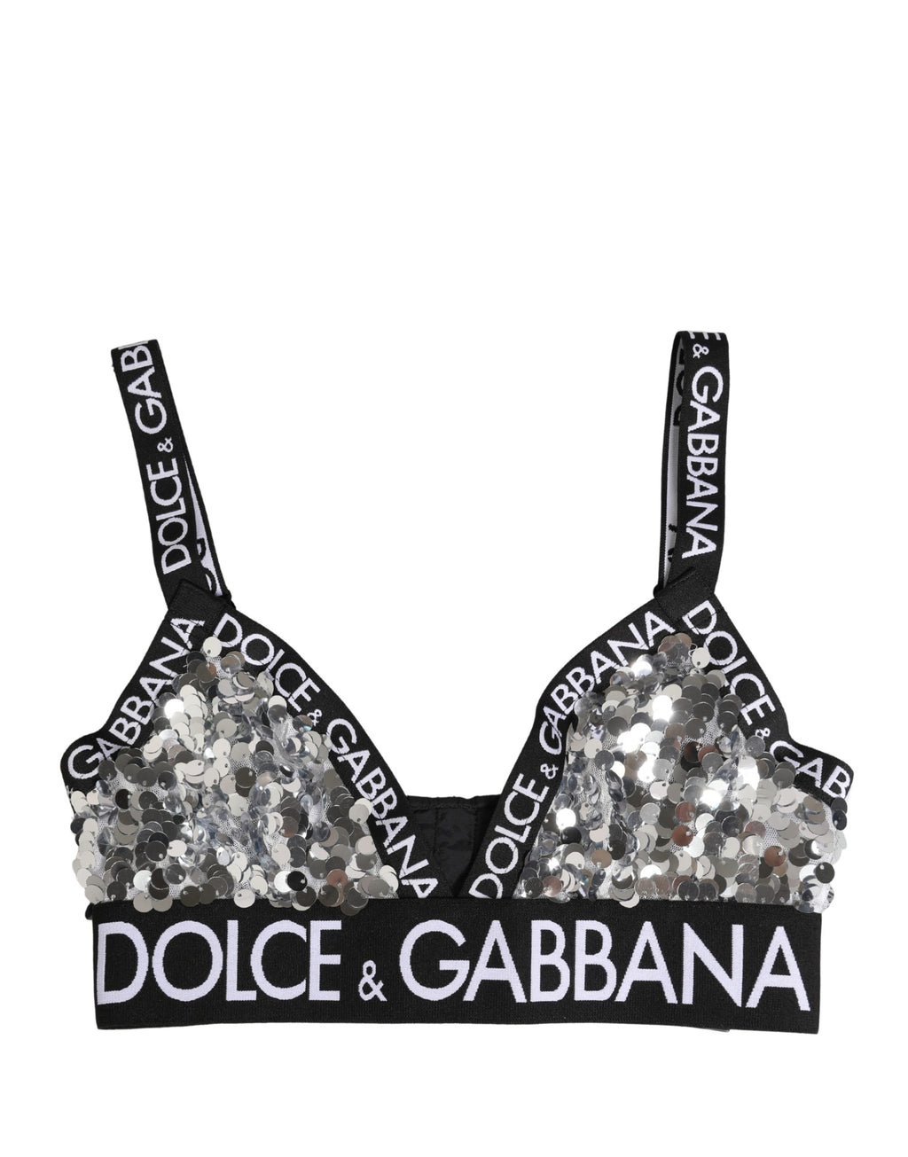 Dolce & Gabbana BH mit silbernen Pailletten, Dreiecksform, Soft Cup
