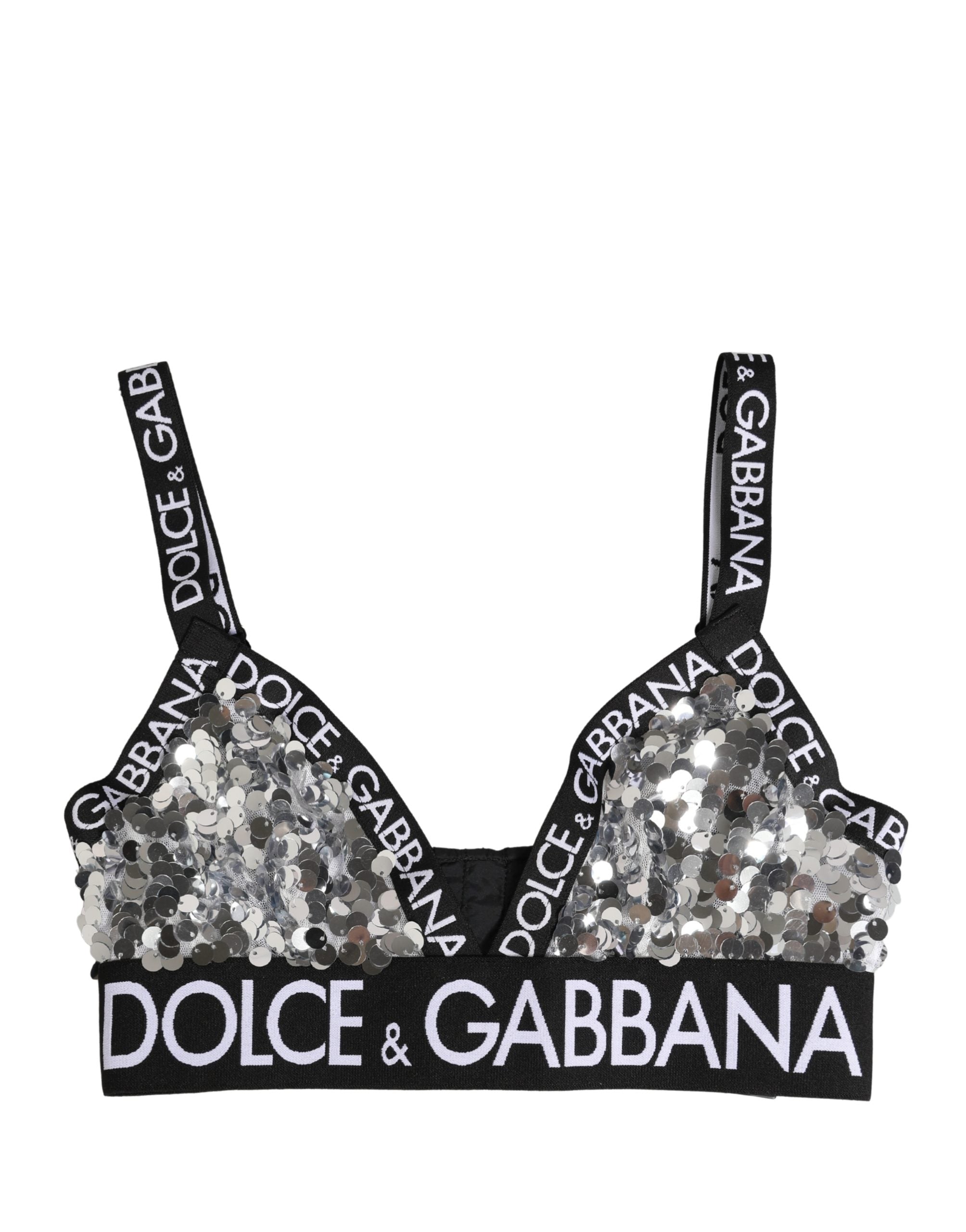 Dolce & Gabbana BH mit silbernen Pailletten, Dreiecksform, Soft Cup