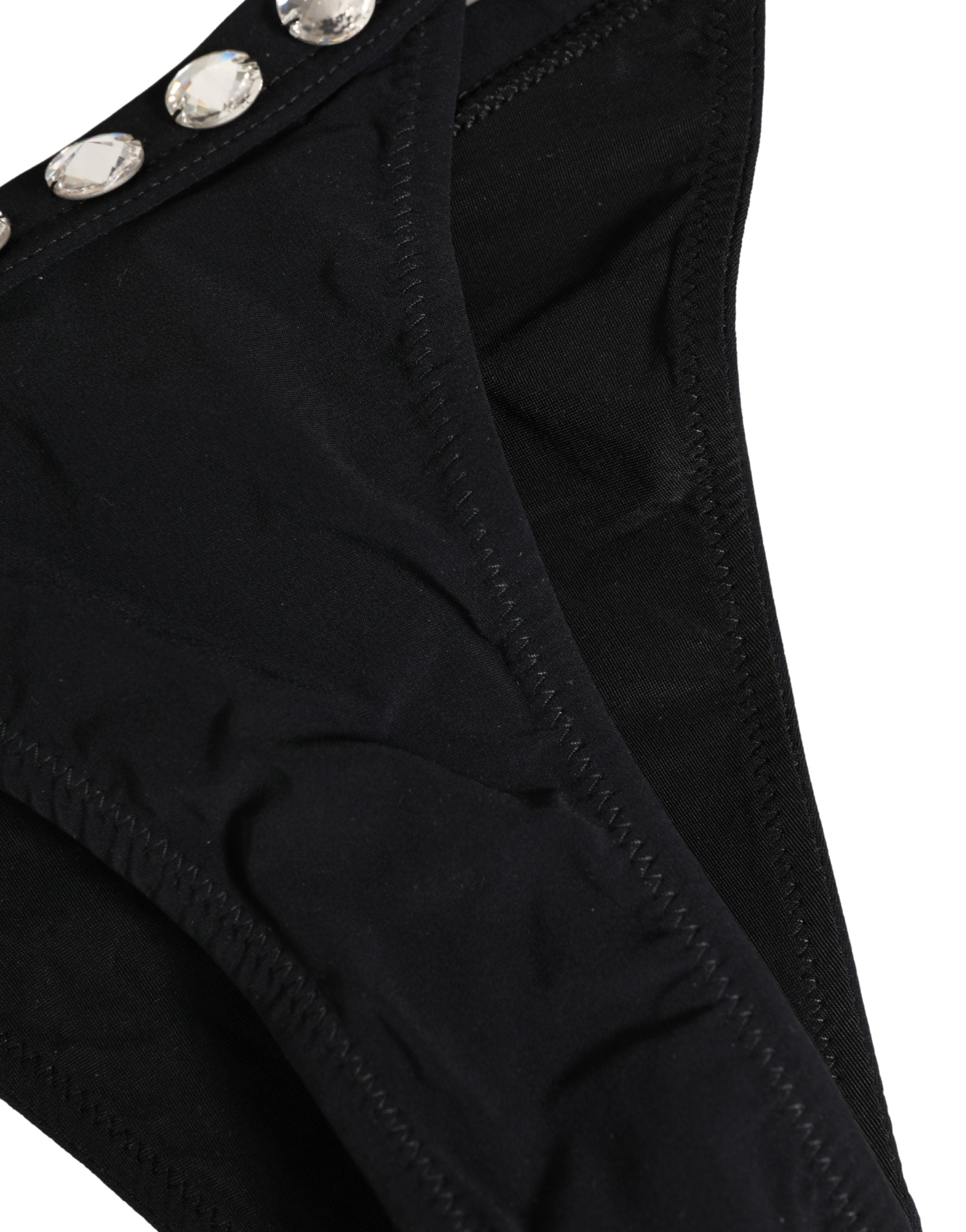 Dolce & Gabbana Schwarzer Bikini-Slip mit Kristallbesatz