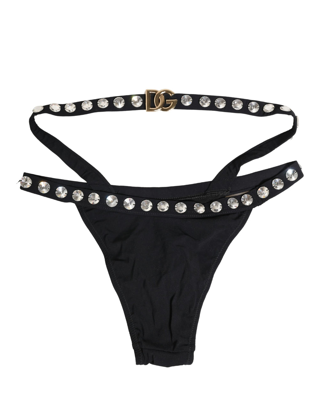 Dolce & Gabbana Schwarzer Bikini-Slip mit Kristallbesatz